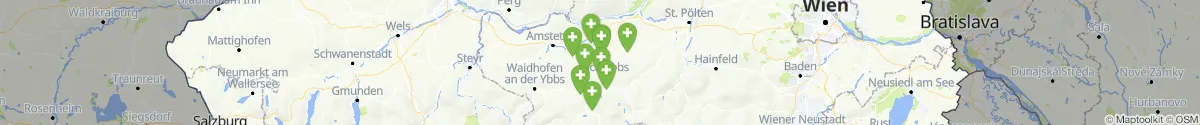 Kartenansicht für Apotheken-Notdienste in der Nähe von Purgstall an der Erlauf (Scheibbs, Niederösterreich)
